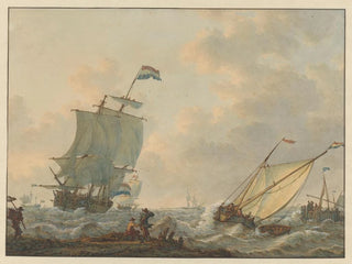 Johannes Christiaan Schotel - Zeilschepen op woelig water.webp
