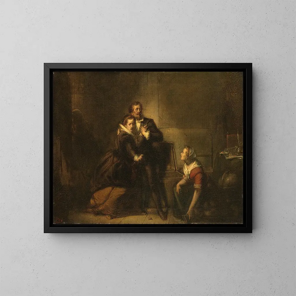 Hugo Grotius entkommt 1621 aus einem Bücherregal im Schloss Loevestein - Johannes Hinderikus Egenberger — gerahmtes Bild an der Wand