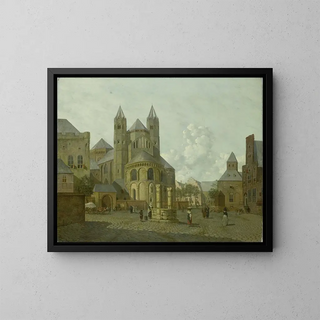 Johannes Huibert Prins - Imaginary Cityscape with Romanesque Church.webp