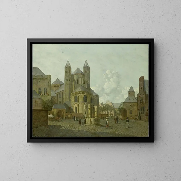Fantastische Stadtlandschaft mit romanischer Kirche - Johannes Huibert Prins — gerahmtes Bild an der Wand