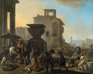 Johannes Lingelbach - Italian Marketplace with a Quack Dentist.webp