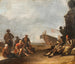 Ansicht eines südlichen Hafens mit Händlern und Gefangenen, einem Schiff und der Statue von Ferdinand I. de' Medici in Livorno - Johannes Lingelbach — Ansicht des Kunstwerks