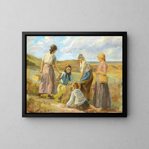 Frauen in den Dünen bei Skagen - Johannes Wilhjelm — gerahmtes Bild an der Wand