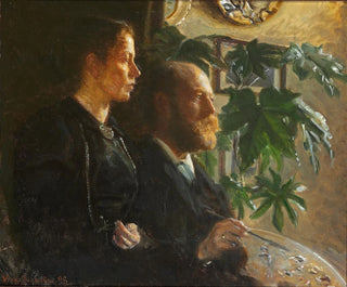 Johansen Viggo - Self portrait with palette in hand and wife martha.webp