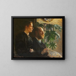 Johansen Viggo - Self portrait with palette in hand and wife martha.webp