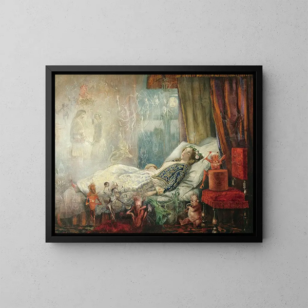Der Traum nach dem Maskenball - John Anster Fitzgerald — gerahmtes Bild an der Wand
