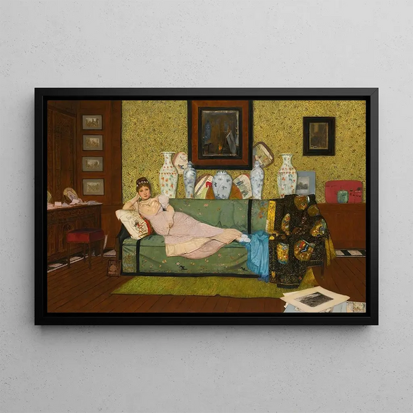 Eine Träumerei im Haus des Künstlers - John Atkinson Grimshaw — gerahmtes Bild an der Wand