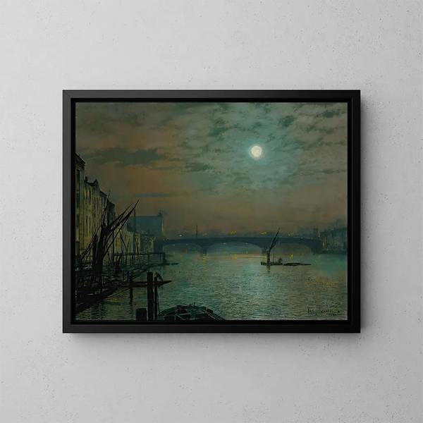 Der Southwark-Brücke im Mondschein - John Atkinson Grimshaw — gerahmtes Bild an der Wand