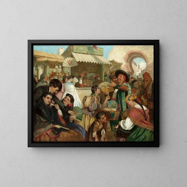 Der Verkäufer von Fächern - John Bagnold Burgess — gerahmtes Bild an der Wand