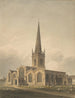 Ansicht Südwest der Kirche St Helens in Abingdon, Berkshire - John Buckler — Ansicht des Kunstwerks