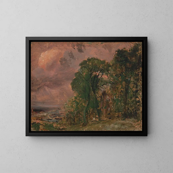 Ein Blick auf Hampstead bei Gewitterwetter - John Constable — gerahmtes Bild an der Wand