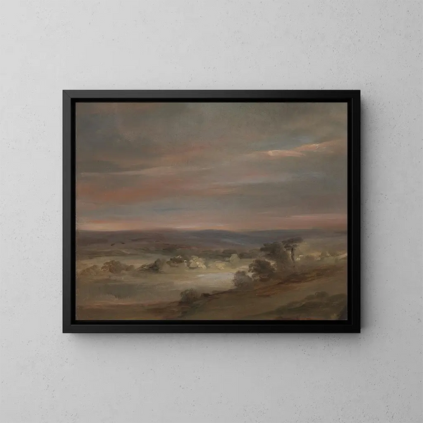 Eine Ansicht auf Hampstead Heath am frühen Morgen - John Constable — gerahmtes Bild an der Wand