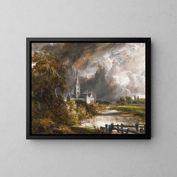 Die Kathedrale von Salisbury von den Wiesen aus - John Constable — gerahmtes Bild an der Wand