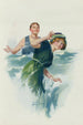 junger Mann, der eine junge Frau mit Wasser am Strand spritzt - John E Sutcliffe — Ansicht des Kunstwerks