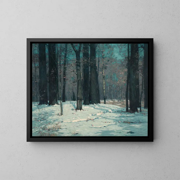 Holz-Gemälde im Winter - John Fabian Carlson — gerahmtes Bild an der Wand