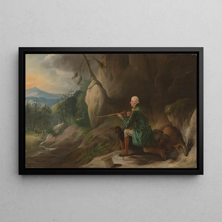 John Ferneley - John Henry Bucklitch Lord Kintores keeper stalking roebuck at Keith Hall.webp