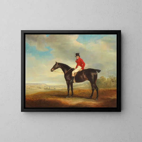 Sir Harry Goodricke, maître de la Quorn, sur son cheval - John Ferneley — gerahmtes Bild an der Wand