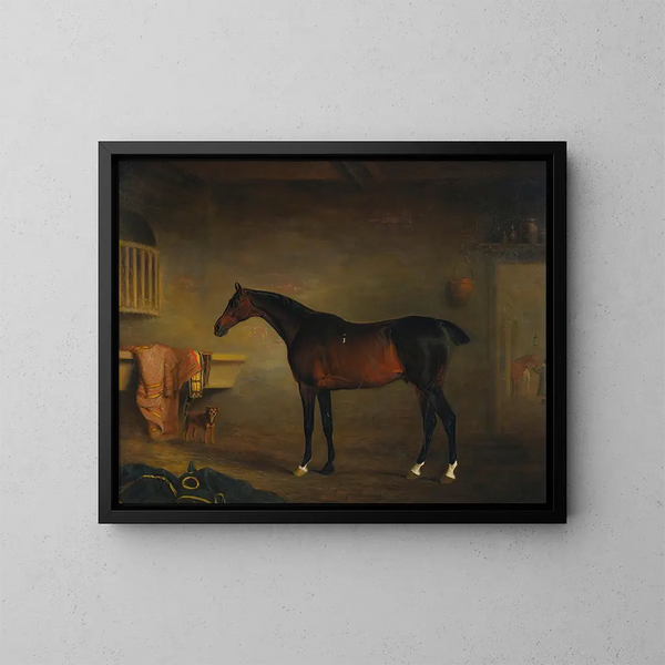 Die Bucht von Easton in ihrer Stallung - John Ferneley — gerahmtes Bild an der Wand