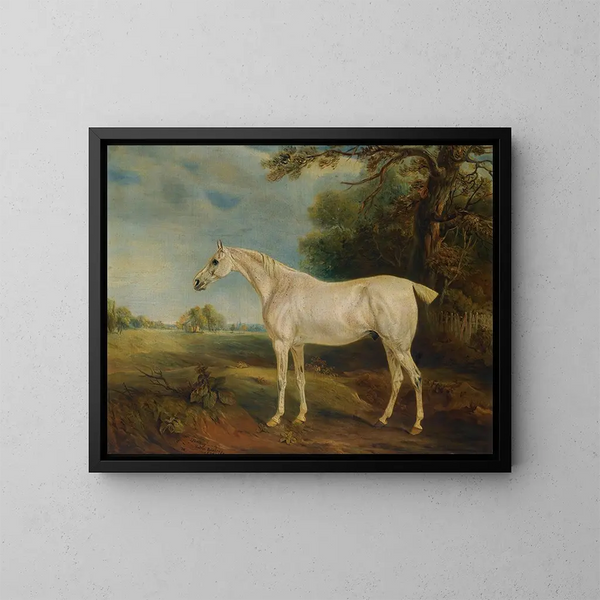 Der graue Hengst, gefressen von den Flöhen des Marquis von Huntly - John Ferneley — gerahmtes Bild an der Wand
