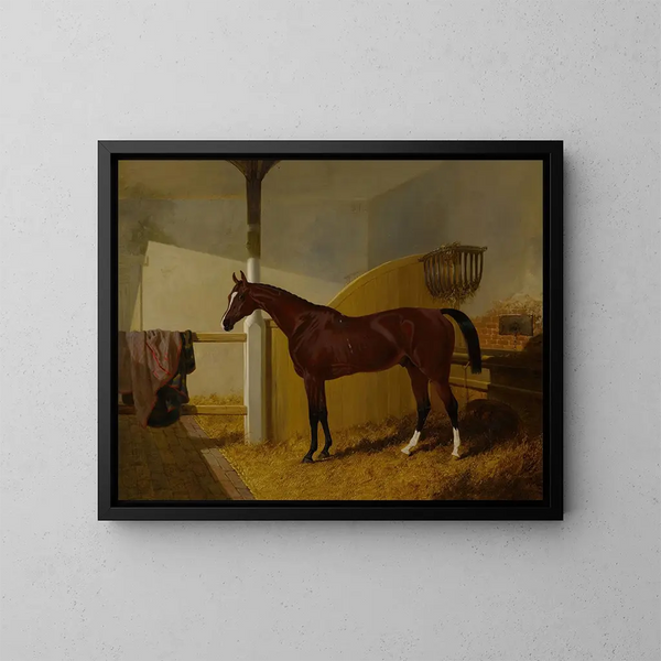 Orlando des Oberst Peels in einer Stallung - John Frederick Herring der Ältere — gerahmtes Bild an der Wand
