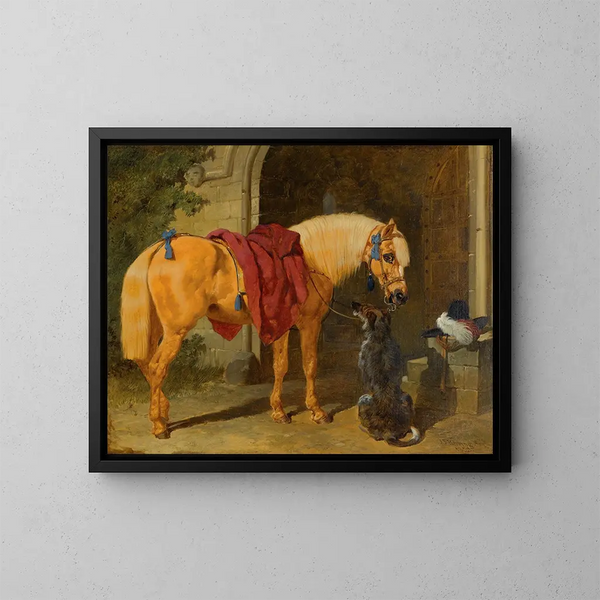 Der Ritter und sein Ross - John Frederick Herring der Ältere — gerahmtes Bild an der Wand