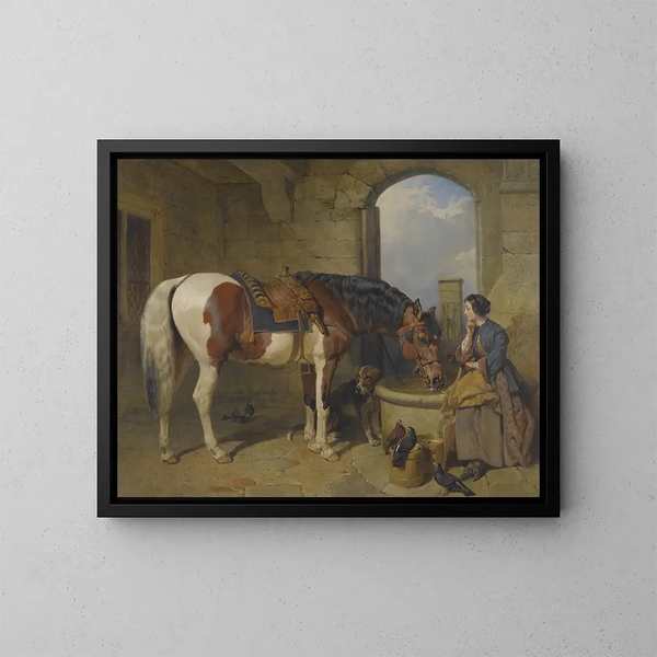 Le Lavoir - John Frederick Herring l'Ancien — gerahmtes Bild an der Wand