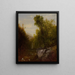 Fischerei in der Nähe eines Waldwasserfalls - John Frederick Kensett — gerahmtes Bild an der Wand