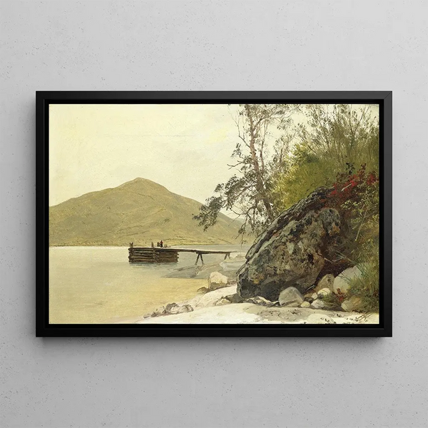 Landung am Sabbath Day Point - John Frederick Kensett — gerahmtes Bild an der Wand