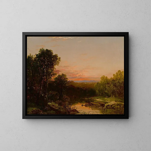 Sonnenuntergang über den Catskills - John Frederick Kensett — gerahmtes Bild an der Wand