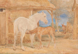 John Frederick Lewis - Gray Mare and a Chestnut Foal.webp