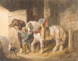 John Frederick Tayler - Stable Boy with Cart Horses.webp