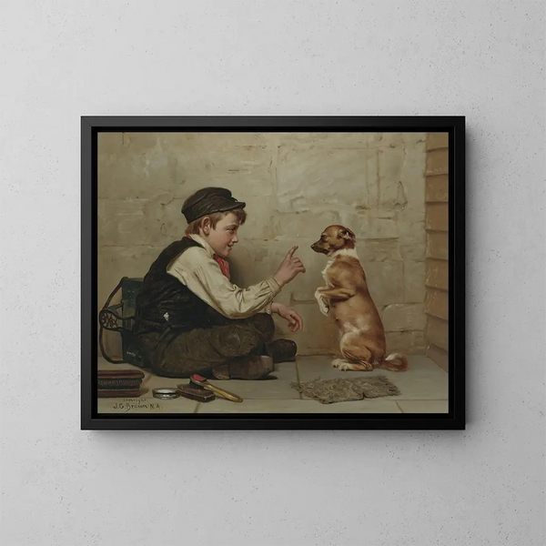 Bleiben Sie still - John George Brown — gerahmtes Bild an der Wand