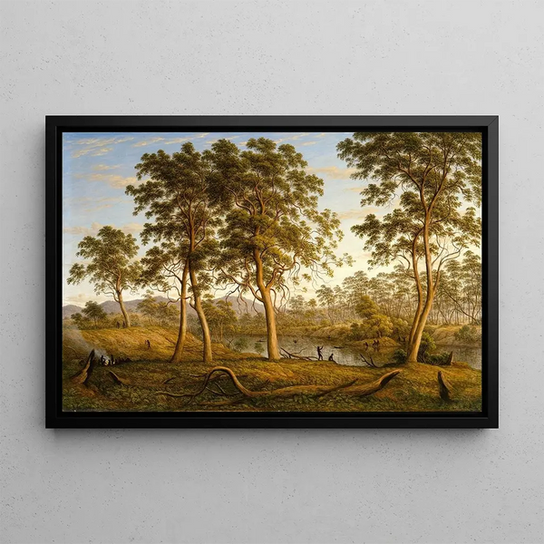 Autochthones Gemälde an der Ouse, Van Diemen's Land - John Glover — gerahmtes Bild an der Wand