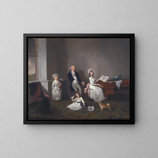 John Richard Comyns de Hylands Essex mit seinen Töchtern - John Greenwood — gerahmtes Bild an der Wand