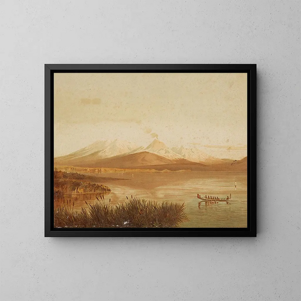 Monts Ruapehu und Tongariro vom Lake Taupo aus - John Gully — gerahmtes Bild an der Wand