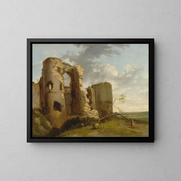 Porte Ouest du château de Pevensey, Sussex - John Hamilton Mortimer — gerahmtes Bild an der Wand