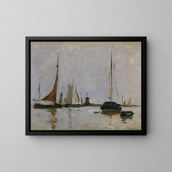Ruhiger Hafen in den Niederlanden - John Henry Twachtman — gerahmtes Bild an der Wand
