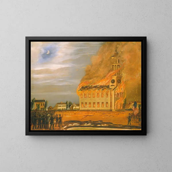 Brand der Old South Church, Bath, Maine - John Hilling — gerahmtes Bild an der Wand