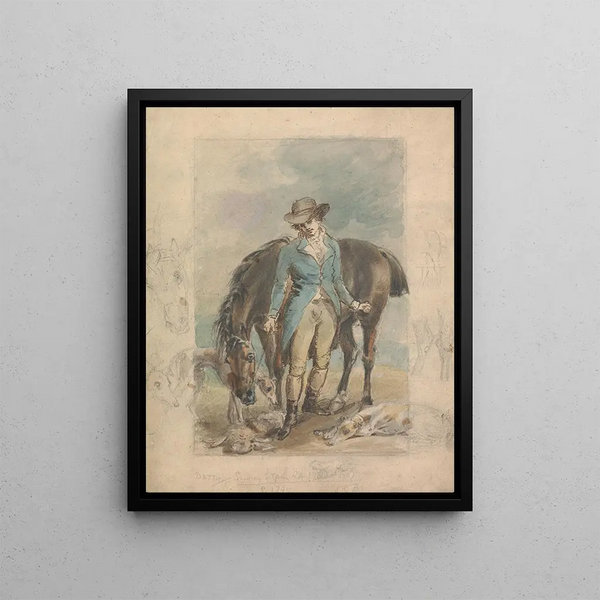 John Hoppner - A Young Man with a Horse with Studies of Hounds and Dead Hare.webp