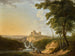 Ein weites Landschaftsgemälde mit Blick auf das Schloss von Chepstow auf einem Hügel in der Ferne - John Inigo Richards — Ansicht des Kunstwerks