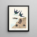 Hirondelle de rivage Hirondelle violette-verte - John James Audubon — gerahmtes Bild an der Wand