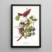 Sommer-Tangara-Gemälde - John James Audubon — gerahmtes Bild an der Wand