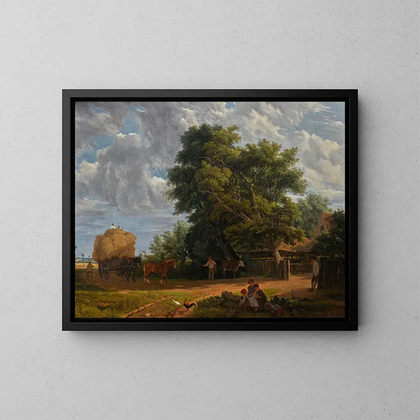 Der Heuwagen - John James Chalon — gerahmtes Bild an der Wand