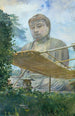 Die große Statue des Buddha Amida in Kamakura, bekannt als Daibutsu, vom Priestergarten aus - John La Farge — Ansicht des Kunstwerks