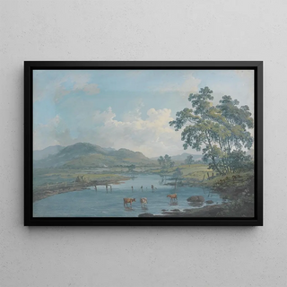 John Laporte - River Landscape with Cattle Watering.webp
