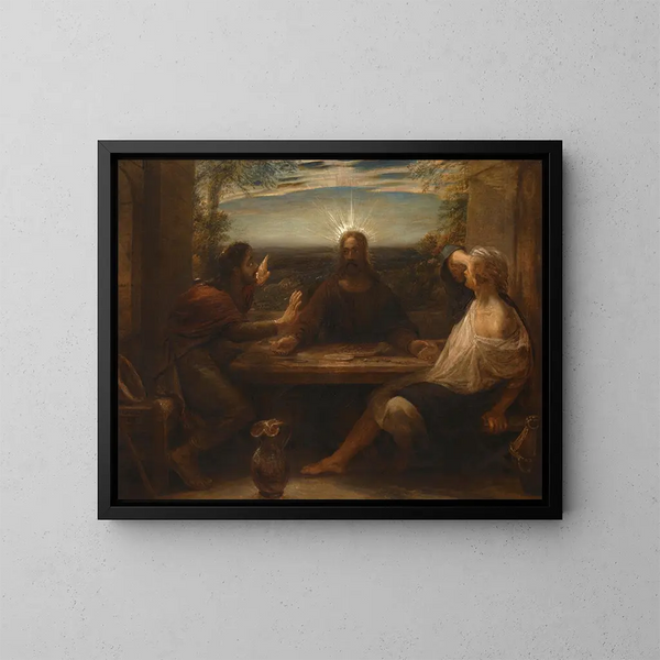 Das Abendmahl in Emmaus - John Linnell — gerahmtes Bild an der Wand