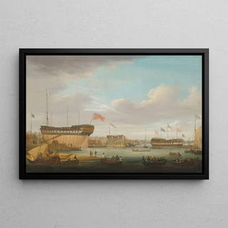 John Lynn - Launching day at the East India Dock Blackwall on the Thames.webp