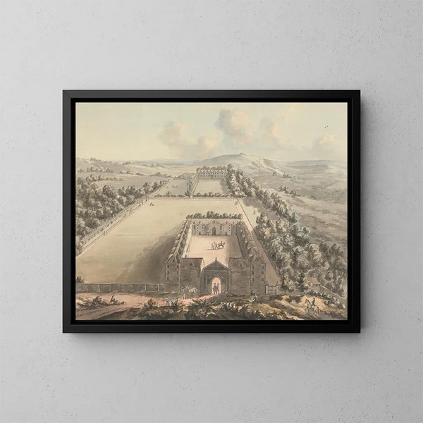 Die alten Stallungen von Petworth - John Melchior Barralet — gerahmtes Bild an der Wand