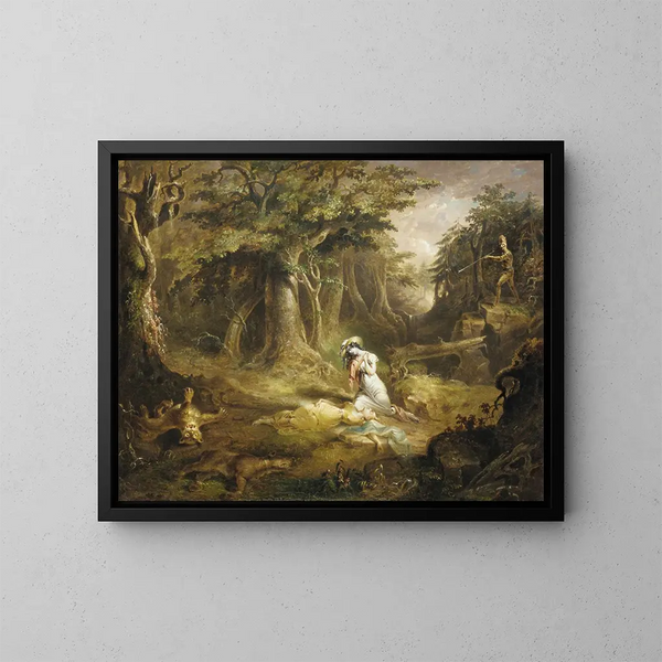 Der Rettung von Leatherstocking - John Quidor — gerahmtes Bild an der Wand