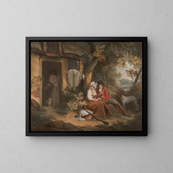 Sportliches Liebes-Gemälde - John Raphael Smith — gerahmtes Bild an der Wand